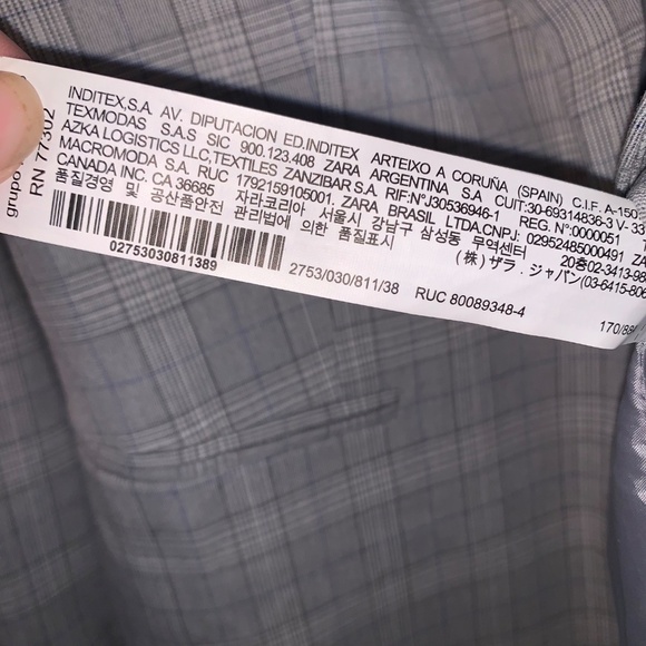 Zara Checkered Blazer Grey 6 - Picture 4 of 11